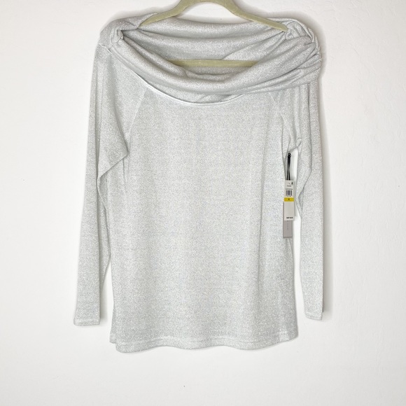 1. STATE metallic lurex off the shoulder knit top NWT medium - Picture 3 of 6